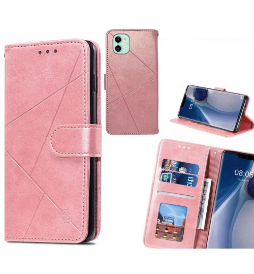 Iphone 11 Case Fine Leather Wallet Case - Pink
