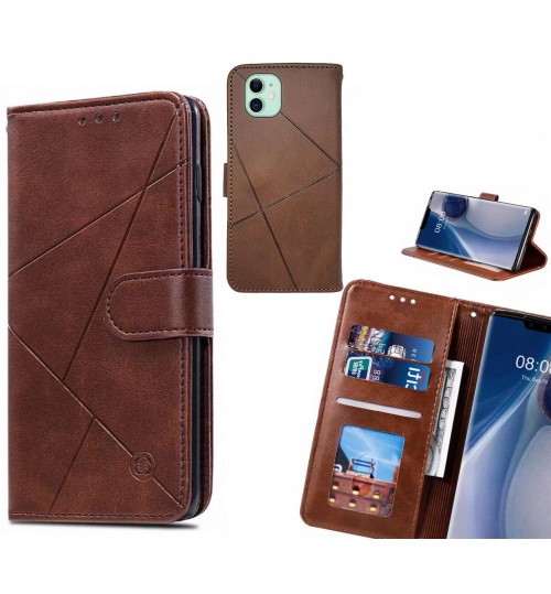 Iphone 11 Case Fine Leather Wallet Case - Brown