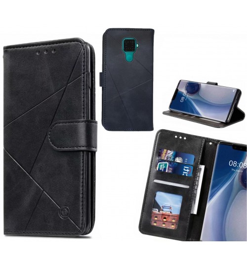 Huawei Nova 5i Pro Case Fine Leather Wallet Case - Black