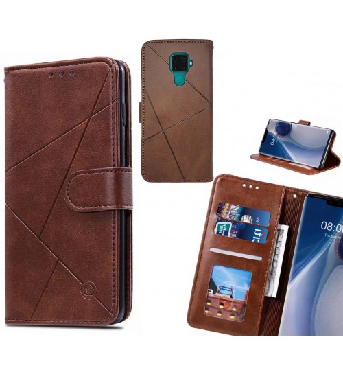 Huawei Nova 5i Pro Case Fine Leather Wallet Case - Brown