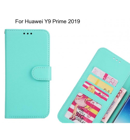 Huawei Y9 Prime 2019  Case Magnetic Flip Leather Wallet Case - Green