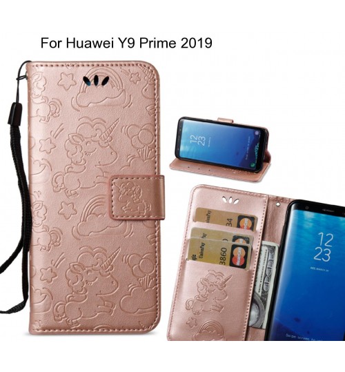 Huawei Y9 Prime 2019  Case Leather Wallet case embossed unicon pattern