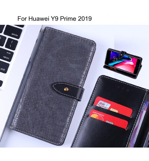 Huawei Y9 Prime 2019 case croco pattern leather wallet case