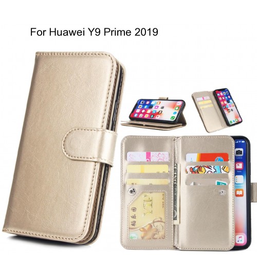 Huawei Y9 Prime 2019 Case Triple Wallet Leather Case 9 Card Slots - Gold