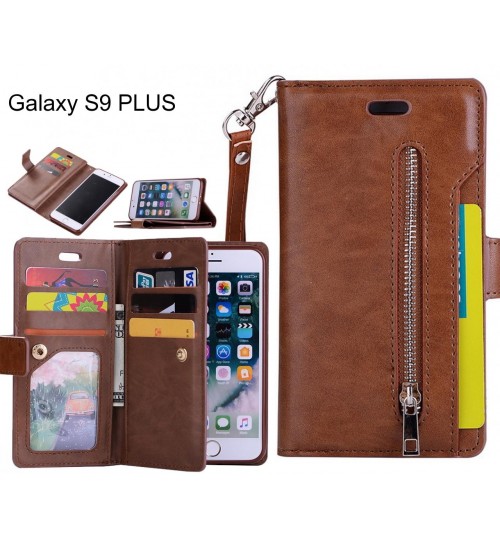 Galaxy S9 Plus Case Wallet Leather Case With Zip - Brown
