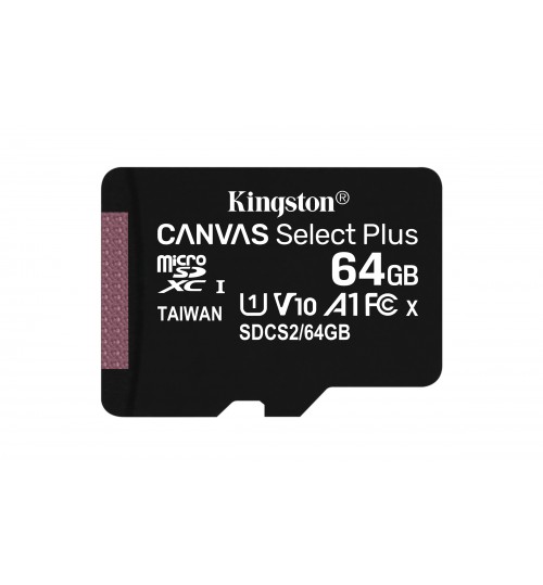 KINGSTON 64GB MICROSDXC UHS-1 CANVAS SELECT PLUS MEMORY CARD WITH SD ADAPTER