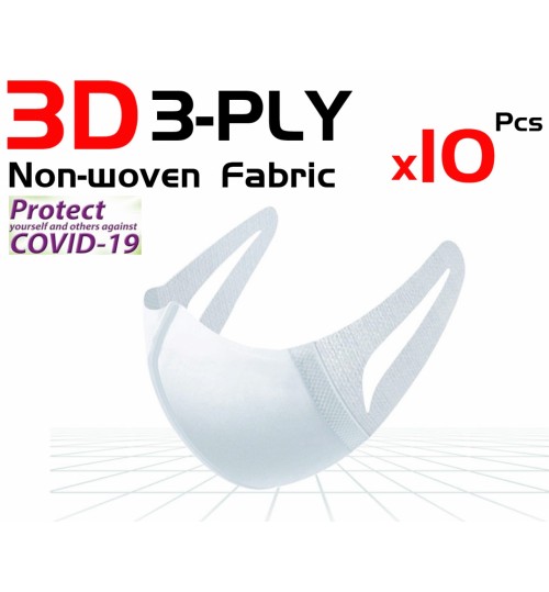 Face Mask 10 pcs 3D Full Protection 3-ply