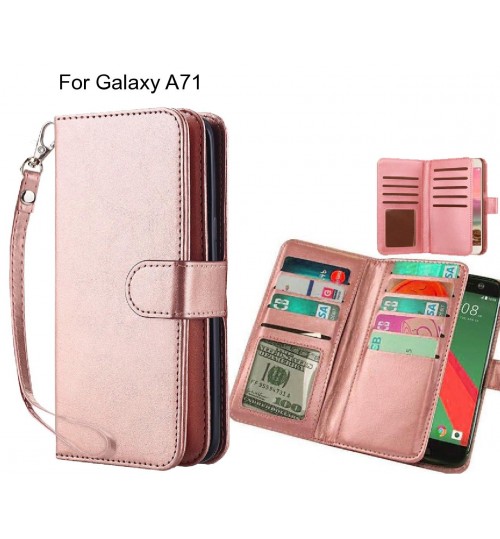 Galaxy A71 Case Multifunction Wallet Leather Case - Rose Gold