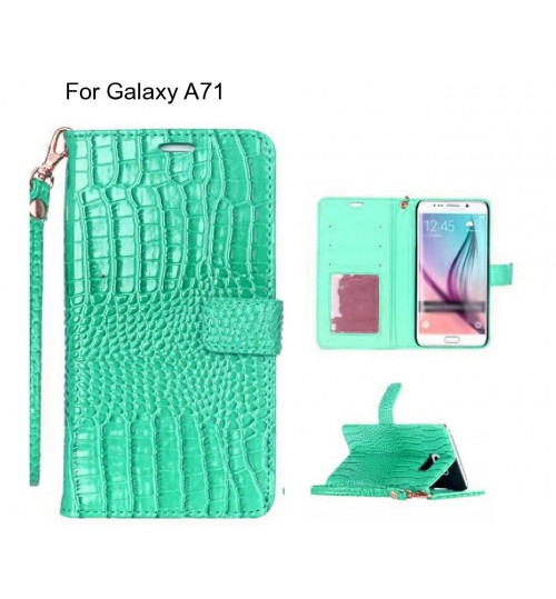 Galaxy A71 Case Croco Wallet Leather Case - Green