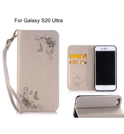 Galaxy S20 Ultra CASE Premium Leather Embossing wallet Folio case