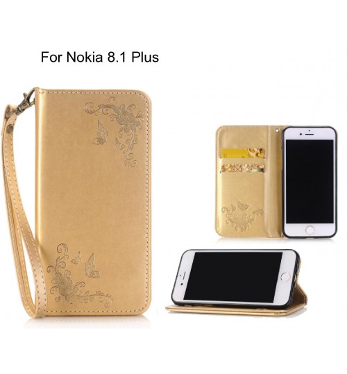 Nokia 8.1 Plus CASE Premium Leather Embossing wallet Folio case