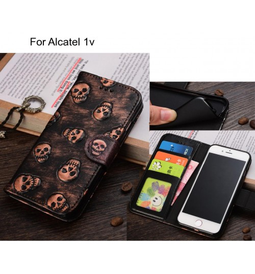 Alcatel 1v  case Leather Wallet Case Cover