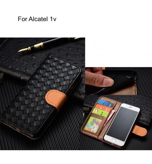 Alcatel 1v case Leather Wallet Case Cover