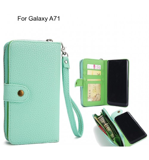 Galaxy A71 Case Coin Wallet Case Full Wallet Leather Case - Green