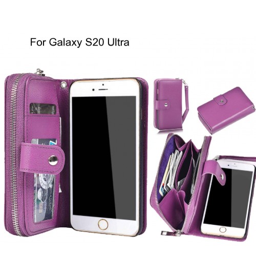 Galaxy S20 Ultra Case Coin Wallet Case Full Wallet Leather Case - Purple