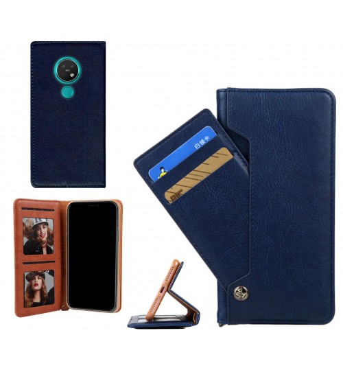 Nokia 7.2 Case Slim Leather Wallet Case 6 Cards 2 Id Magnet - Blue