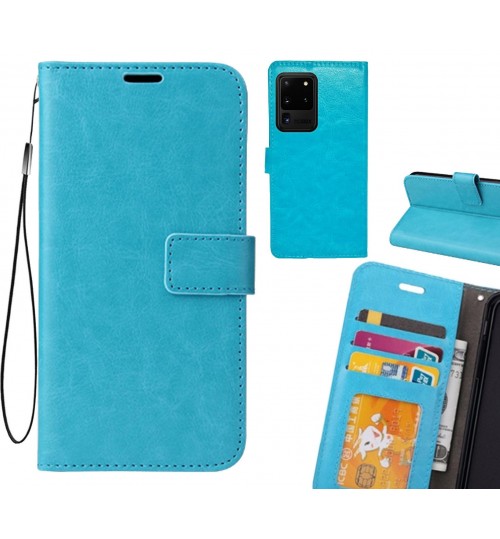 Galaxy S20 Ultra Case Fine Leather Wallet Case - Blue