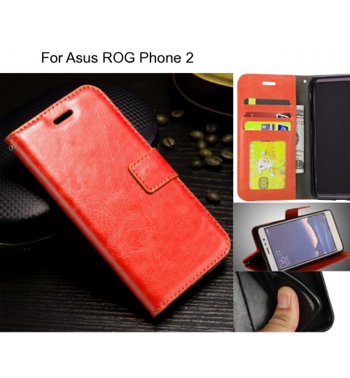 Asus Rog Phone 2 Case Fine Leather Wallet Case - Red