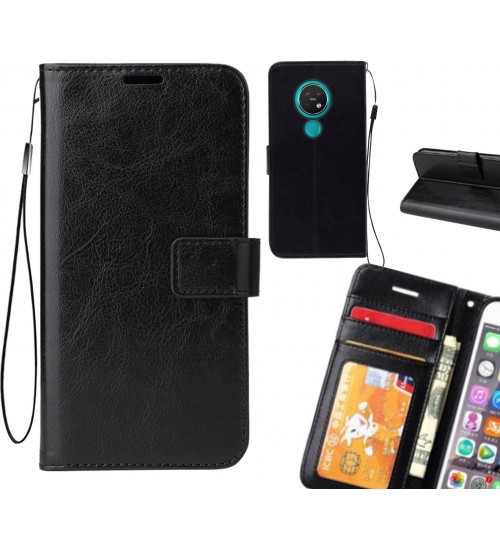 Nokia 7.2 Case Fine Leather Wallet Case - Black