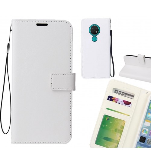 Nokia 7.2 Case Fine Leather Wallet Case - White