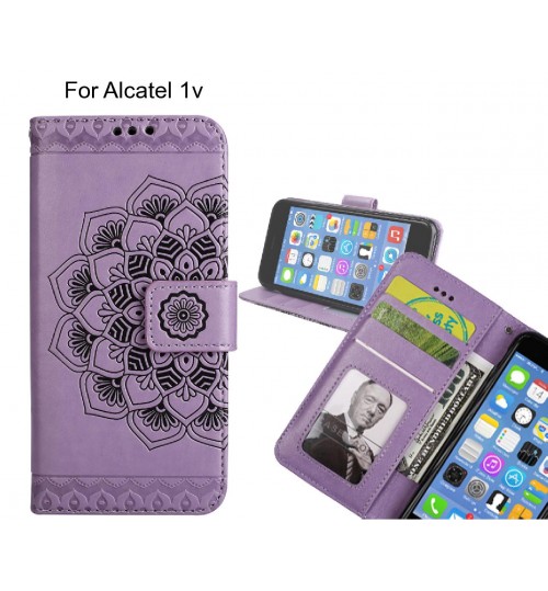 Alcatel 1v Case mandala embossed leather wallet case