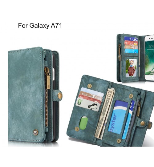 Galaxy A71 Case Retro Leather Case Multi Cards - Green