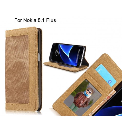 Nokia 8.1 Plus case contrast denim folio wallet case