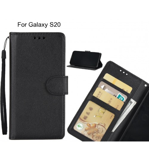 Galaxy S20  Case Silk Texture Leather Wallet Case - Black