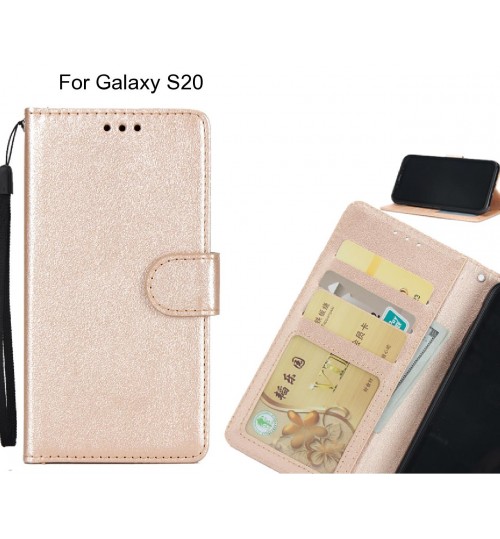 Galaxy S20  Case Silk Texture Leather Wallet Case - Gold