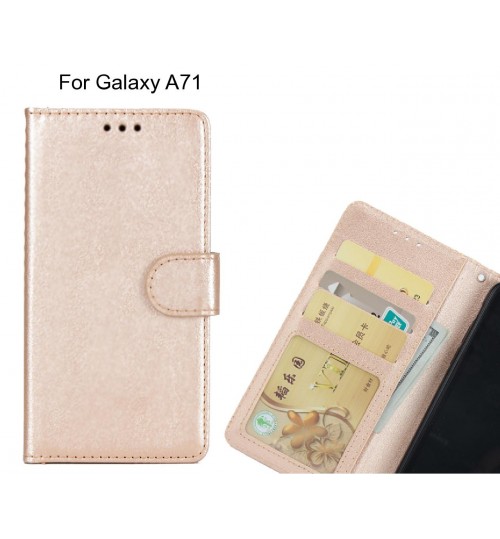 Galaxy A71  Case Magnetic Flip Leather Wallet Case - Gold