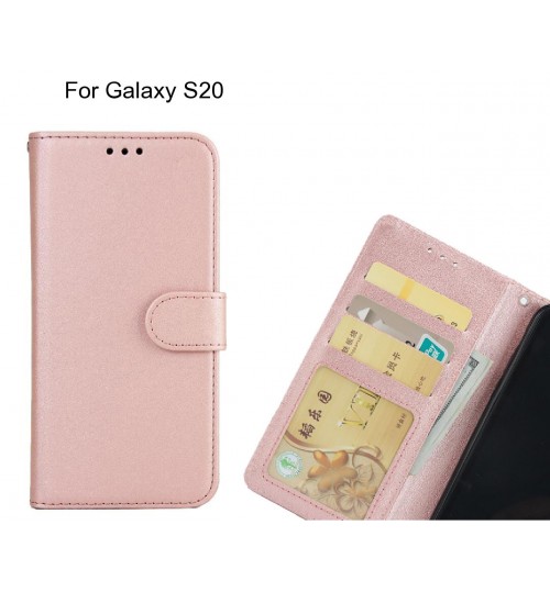 Galaxy S20  Case Magnetic Flip Leather Wallet Case - Rose Gold