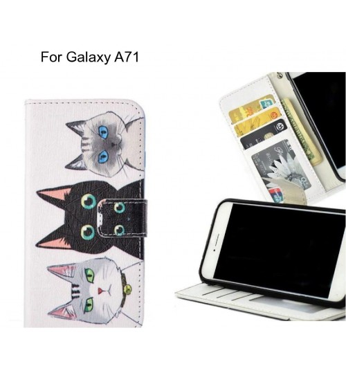 Galaxy A71 case 3 card leather wallet case printed ID