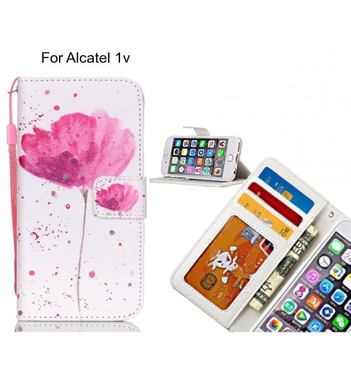 Alcatel 1v case 3 card leather wallet case printed ID