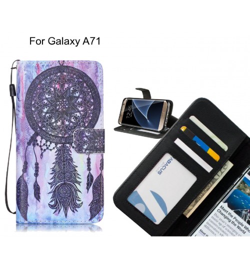 Galaxy A71 case 3 card leather wallet case printed ID