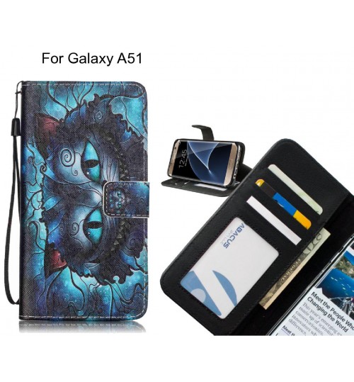Galaxy A51 case 3 card leather wallet case printed ID