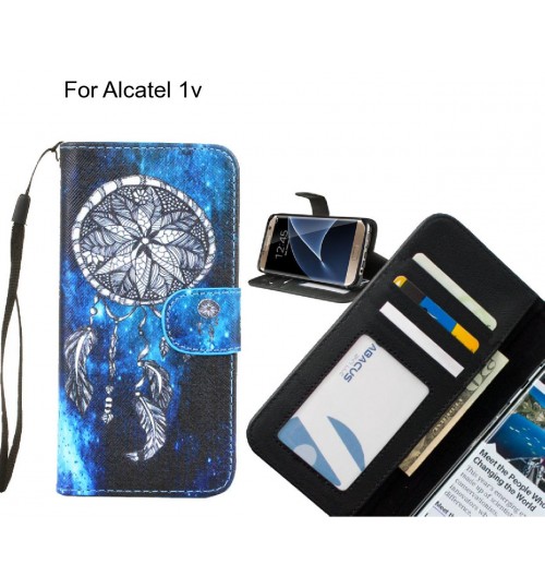 Alcatel 1v case 3 card leather wallet case printed ID