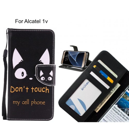 Alcatel 1v case 3 card leather wallet case printed ID