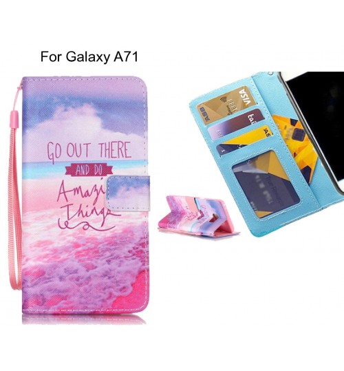 Galaxy A71 case 3 card leather wallet case printed ID