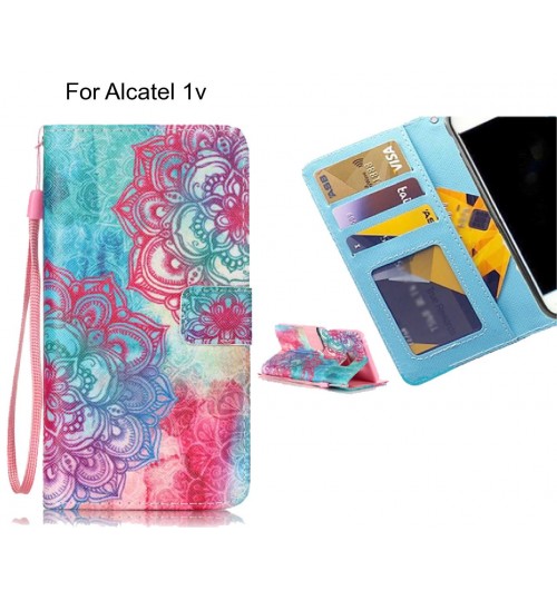 Alcatel 1v case 3 card leather wallet case printed ID