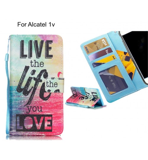 Alcatel 1v case 3 card leather wallet case printed ID