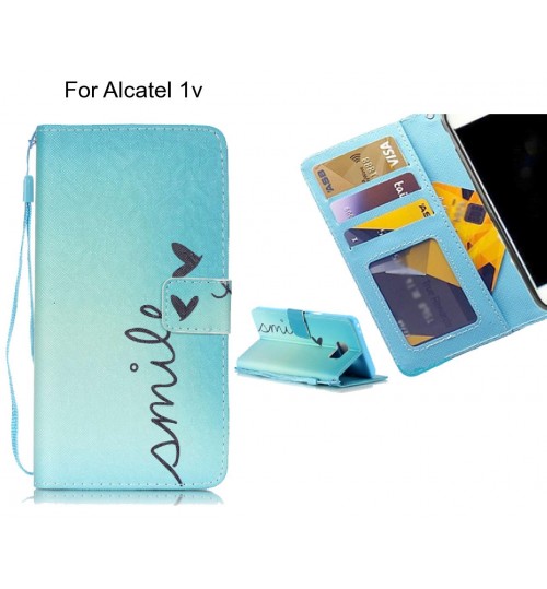 Alcatel 1v case 3 card leather wallet case printed ID