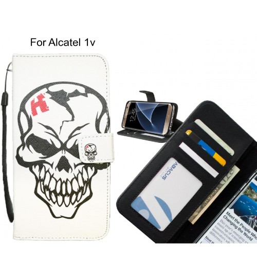 Alcatel 1v case 3 card leather wallet case printed ID