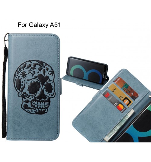 Galaxy A51 case skull vintage leather wallet case