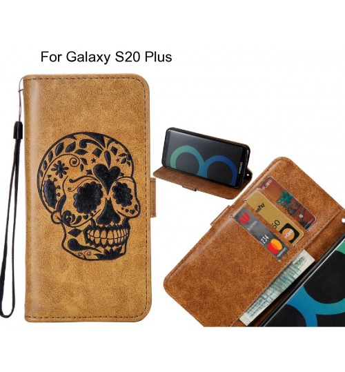 Galaxy S20 Plus case skull vintage leather wallet case