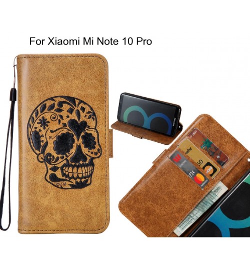 Xiaomi Mi Note 10 Pro case skull vintage leather wallet case