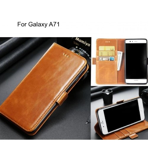 Galaxy A71 Case Executive Leather Wallet Case - Light Brown