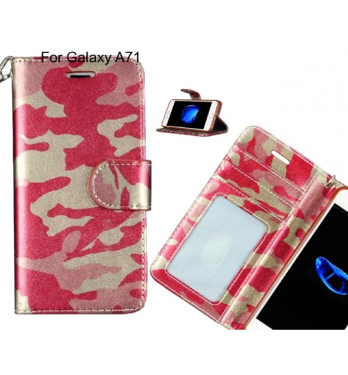 Galaxy A71 Case Camouflage Leather Wallet Case Cover - Red