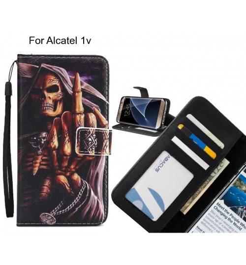 Alcatel 1v case 3 card leather wallet case printed ID