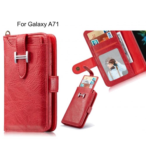 Galaxy A71 Case Retro Leather Case Multi Cards Cash Pocket - Red