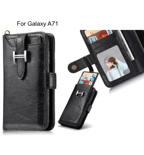 Galaxy A71 Case Retro Leather Case Multi Cards Cash Pocket - Black